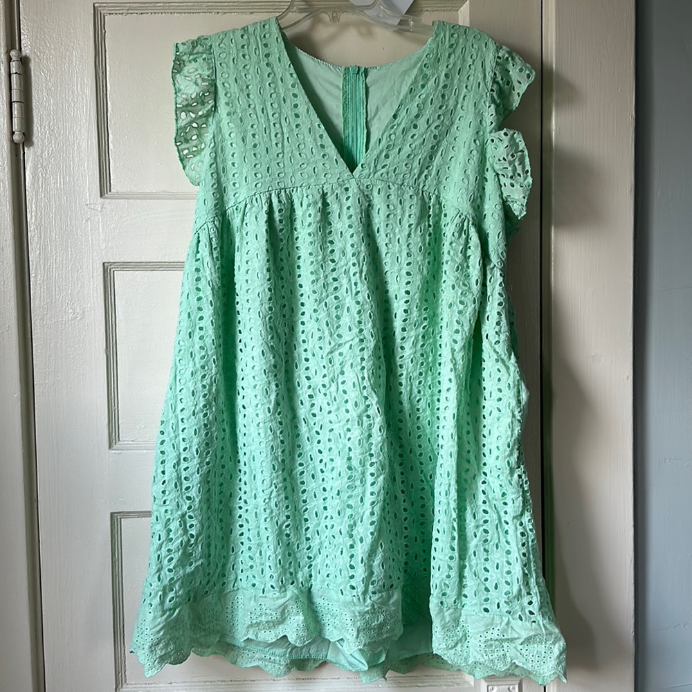 Eyelet sea foam green dress / romper